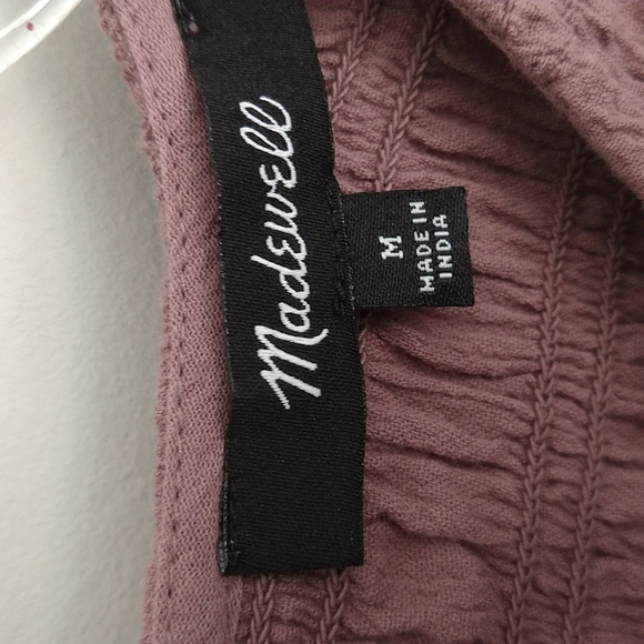 LIKE NEW Madewell Lucie Flutter-Sleeve Smocked Bodice Top in Fig - Picture 11 of 14